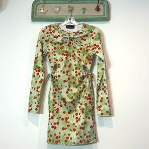 Another Reason long sleeve mini bodycon dress with waist cut outs floral print 8